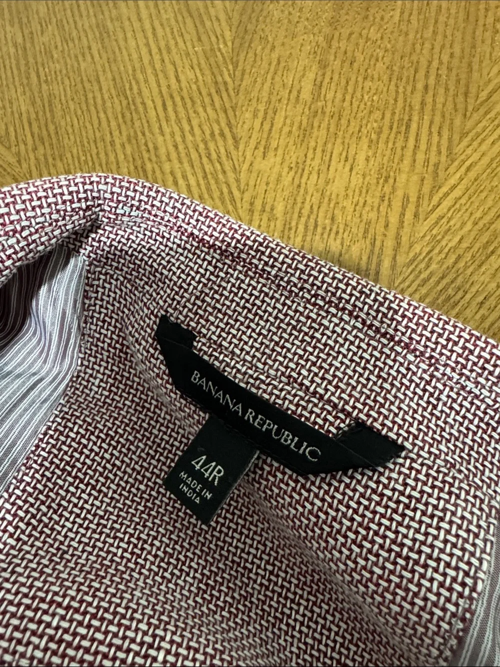 Banana Republic 44R red micro pattern linen cotton Alfa-Fi Italian fabric jacket